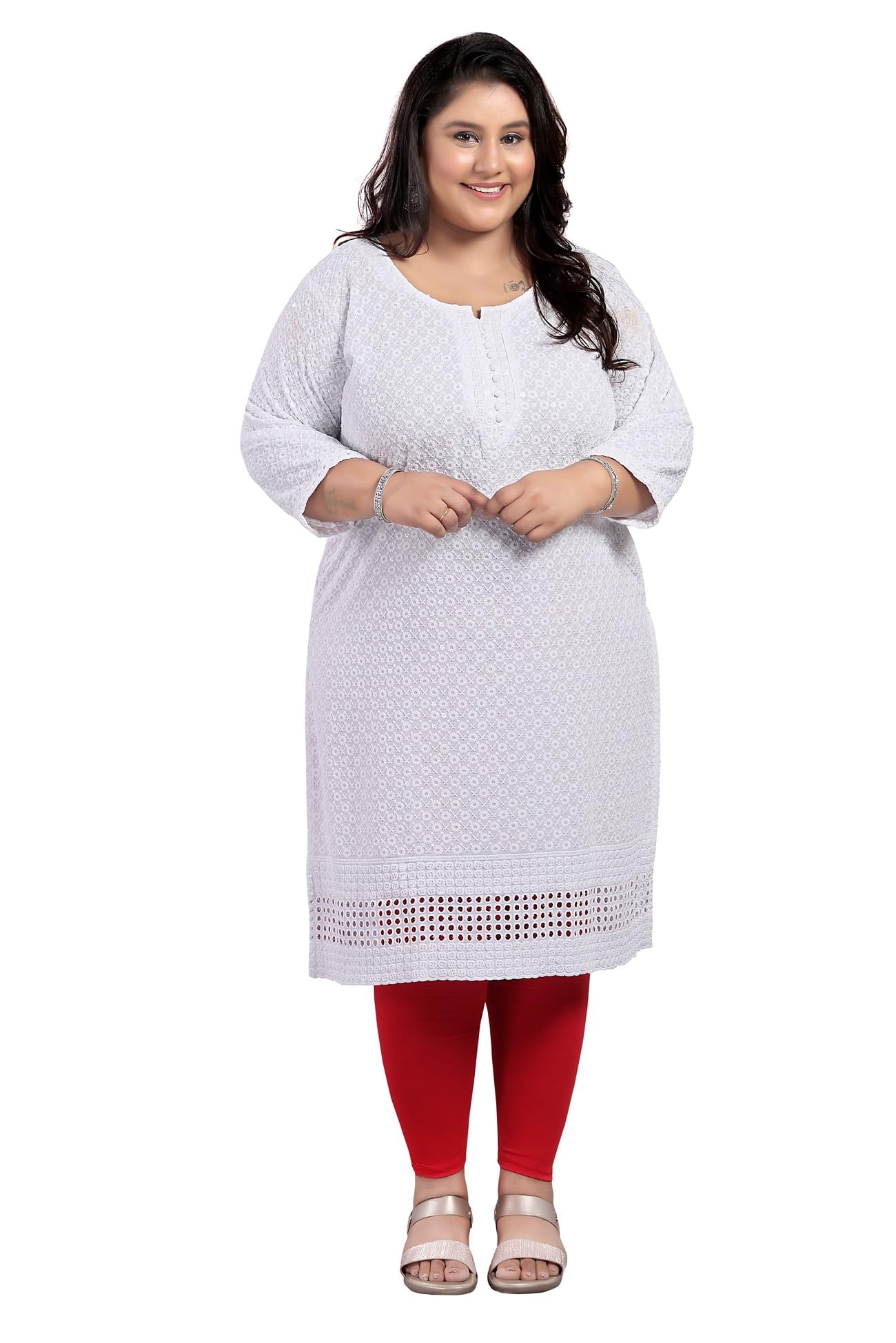 Chikankari Kurti for Women of Cotton in Plus Size & Small Size.-image-46