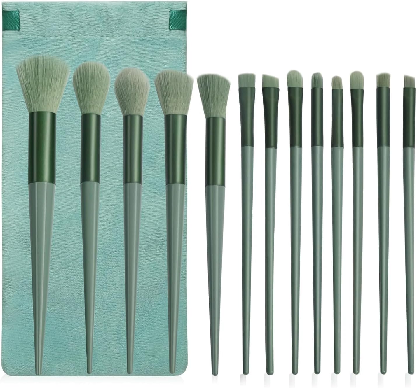 Beauty Premium Synthetic Bristle Professional Face And Eye Makeup Brushes Set With 13 Makeup Brushes | For Cream, Liquid And Powder (Green)
