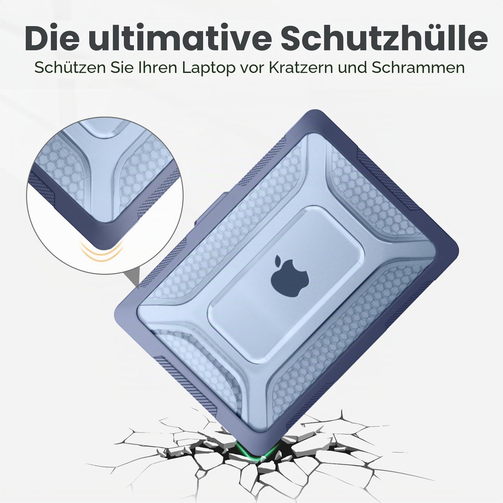 MOSISO Kompatibel mit MacBook Air 13 Zoll Hülle M5 M4 M3 M2 2026 2025-2022, Honigwabe TPU Bumper Hartschale Klappständer&Tastaturschutz für MacBook Air 13,6 Zoll A3449 A3240 A3113 A2681, Marineblau