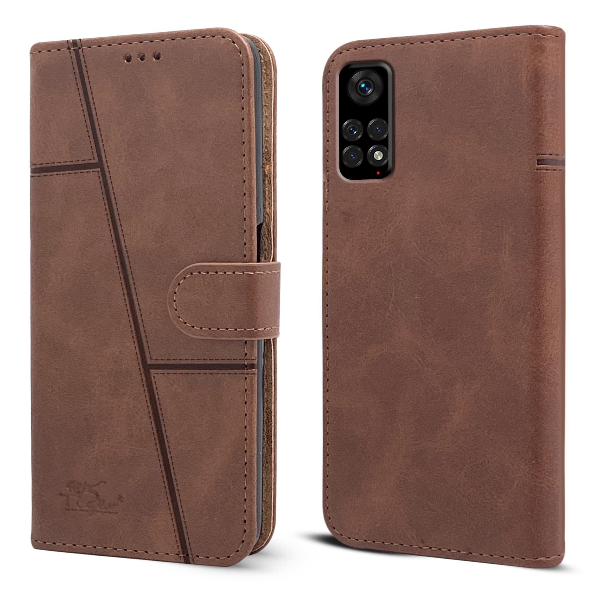 Jkobi Flip Cover Case for Xiaomi Redmi Note 11 | Note 11S (Stitched Leather with Magnetic Closure | Brown) (B09TRKKV6H) Amazon Price History, Amazon Price Tracker
