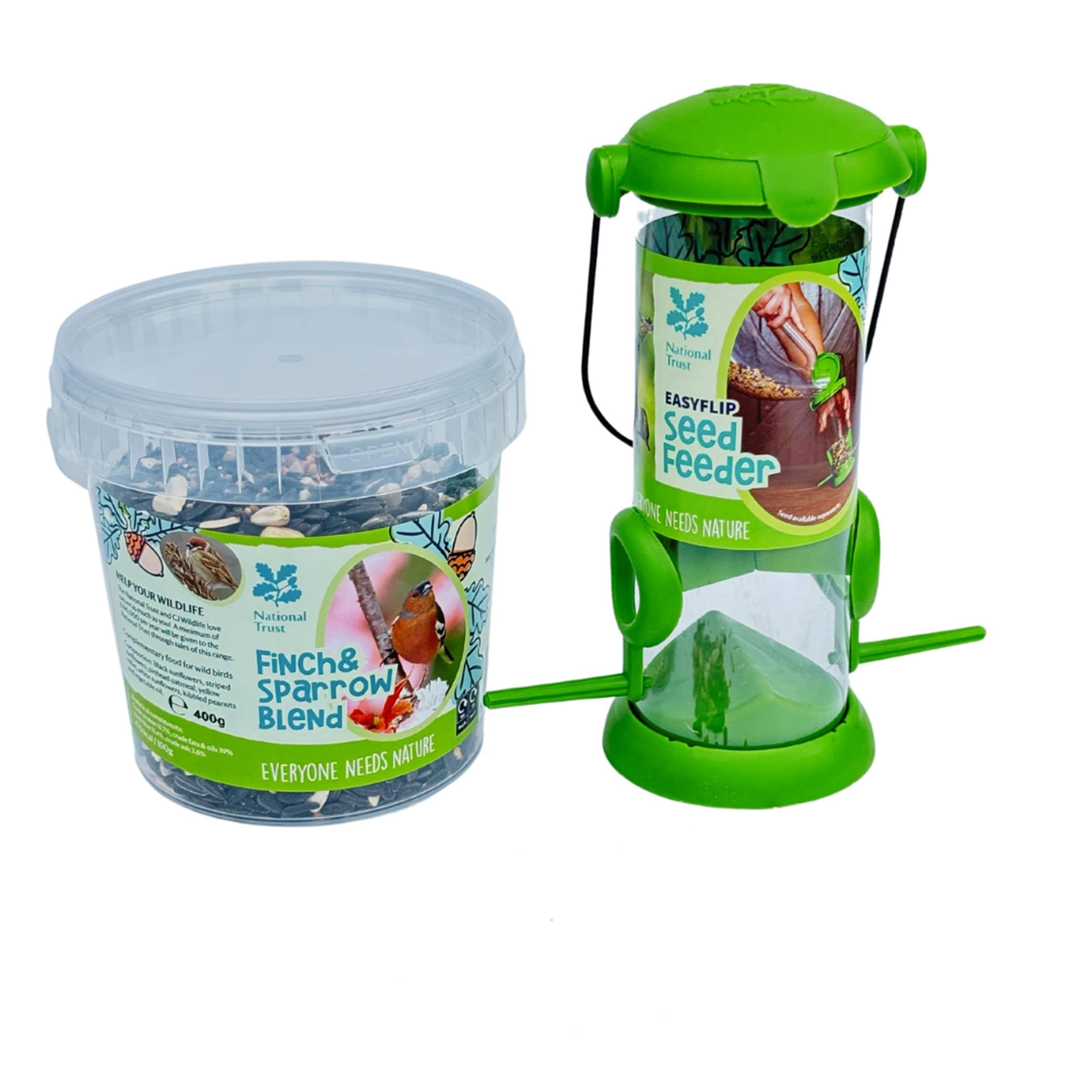 PDL – PegDev - NT Range Kids EasyFlip Seed Feeder and Finch & Sparrow Seed Blend - 400g Tub