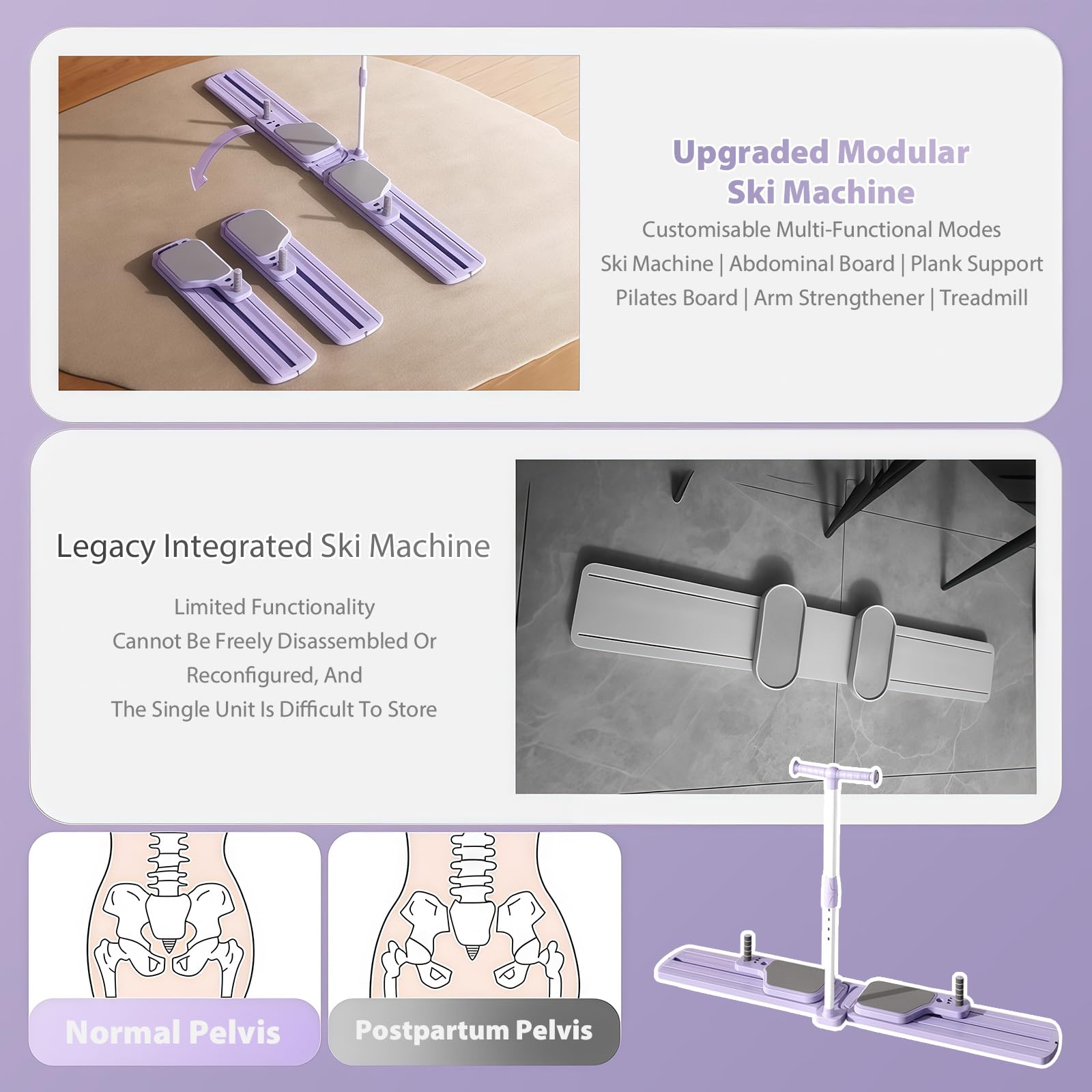 Pilates Reformer Trainingsboard, Yoga Reformer Übungsbrett Set, Mini Pilates Reformer, Faltbare Ab Core Trainer Maschine für Frauen Männer