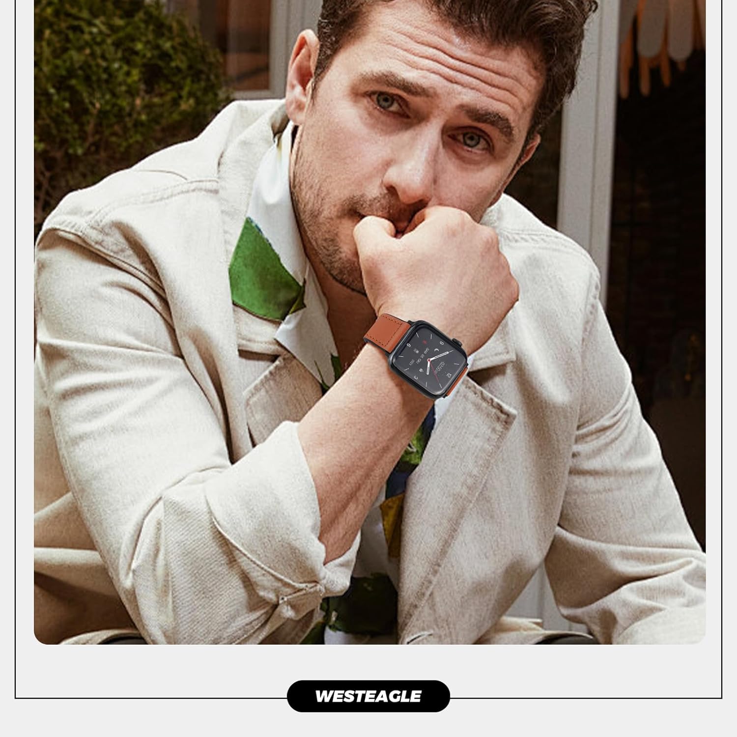 Magnetic Leather Bands Compatible with Apple Watch 49mm 46mm 45mm 44mm 42mm(S3/2/1) for Men Women, Genuine Leather with Magnetic Buckle for iWatch Ultra1/2/3 Series SE11/10/9/8/7/6/5/4/3/2/1 - Image 5