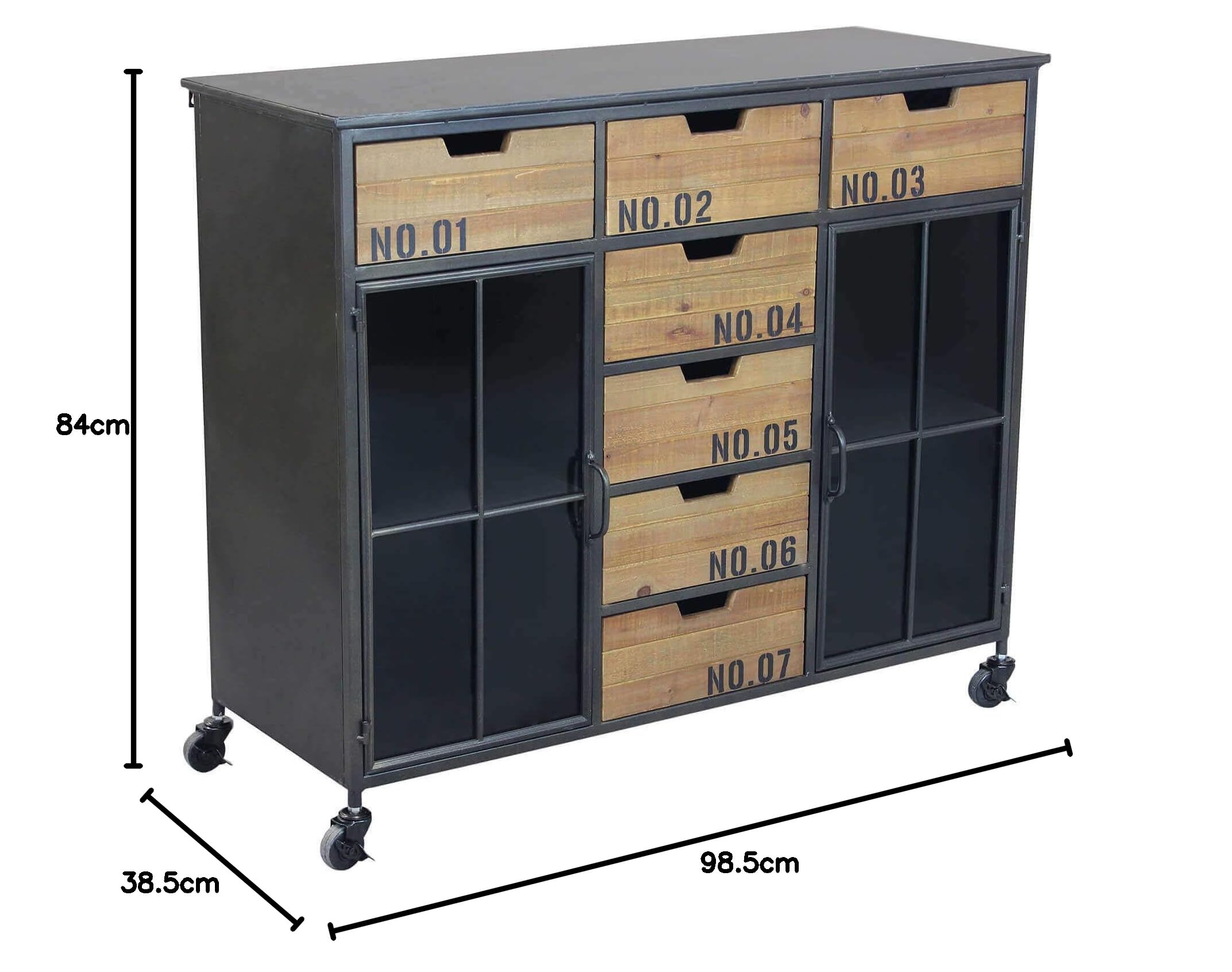 Madia Salotto MilaniHome Design Industrial - Legno E Metallo, 89x42.5x76.8cm, 3 Cassetti E Anta Scorrevole - Foto 7