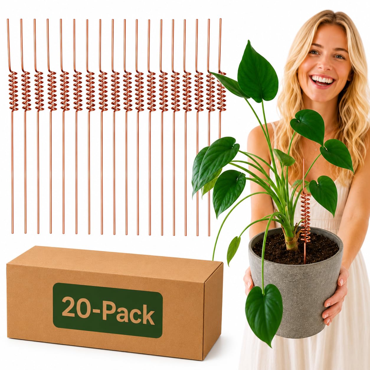 JETO 20 Pack 7.6g Copper Garden Stakes for Electroculture Gardening