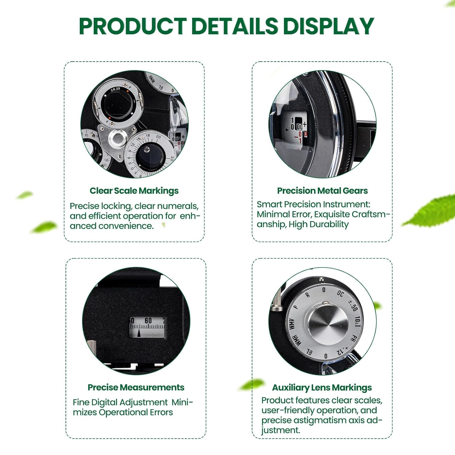 Phoropter Phoropter Ophthalmic Instruments, Optical Vision Tester, Cylinder Lenses, Manual Phoropter (Black)VT-5C