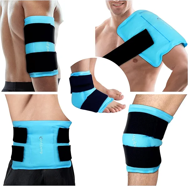 Comfytemp Wearable Ice Pack for Injuries Reusable Gel for Knee Shoulder Back Pain Relief, Arthritis with Instant Hot Cold Compress, Large Ice Pad, 2 Straps, 10.5"x14.5", HSA Surgery Gift FSA Eligible