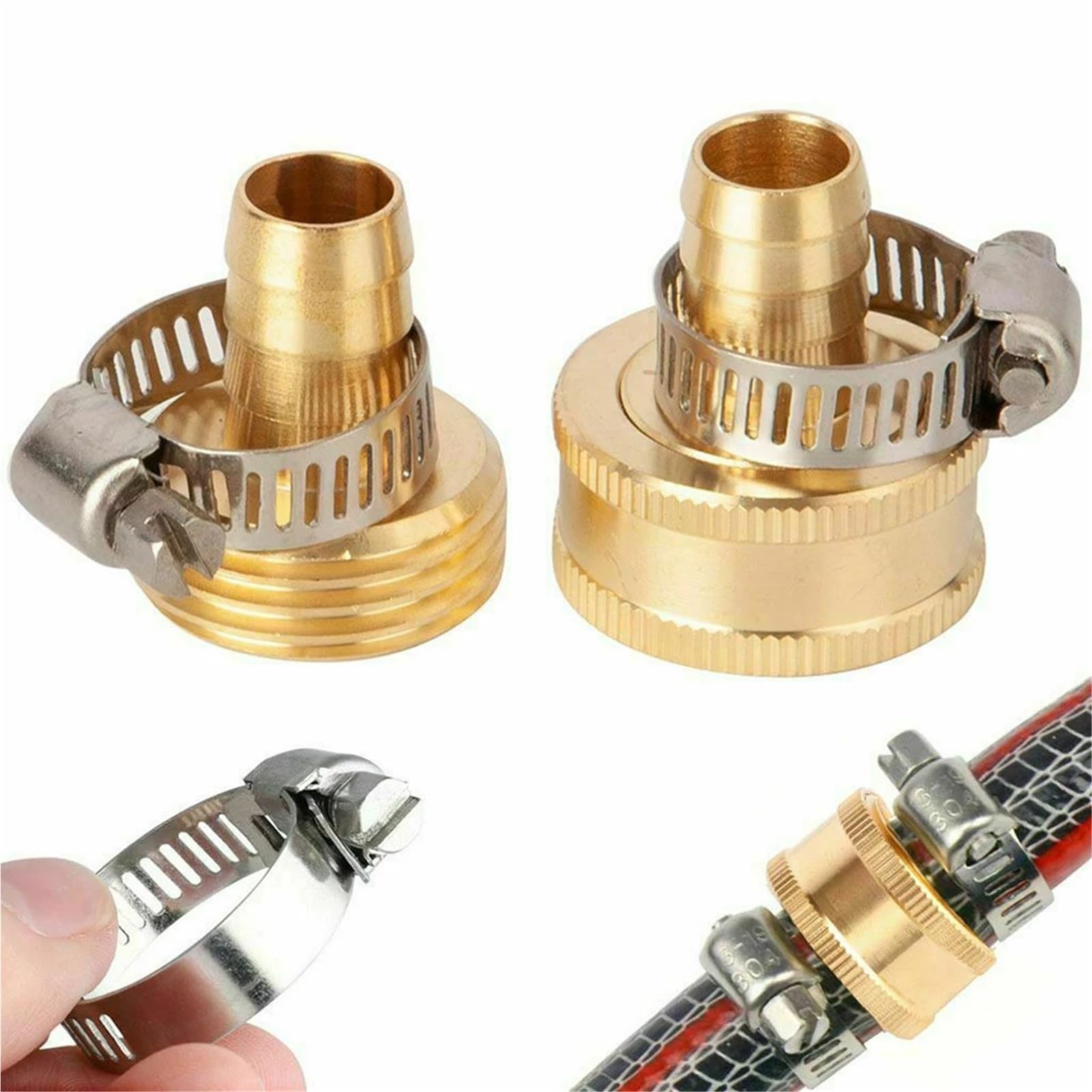 Connettori e raccordi per tubi flessibili da giardino, kit di riparazione con morsetti in acciaio inox per rubinetto esterno (esterno)
