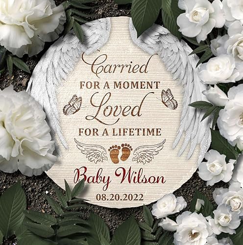 Miniatura 2 de Sportyzen Piedra conmemorativa personalizada del bebé en el cielo transportada por un momento amada por toda la vida - PTU - DH
