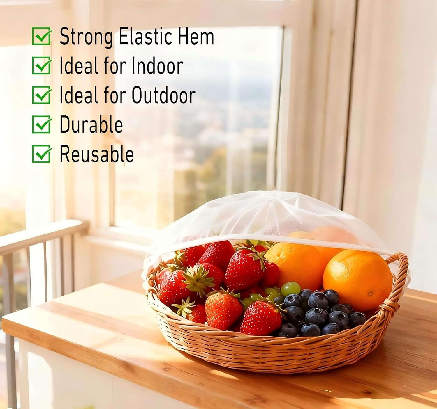10 Pack Reusable Mesh Food Covers, Breathable Nylon Mesh Bowl Covers for Outdoors, Elastic Food Tents Fit 13 Inch Bowls, Keep Food Protected for Picnic BBQ Camping Party, White
