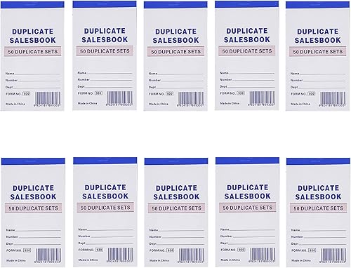 Paquete de 10 unidades de facturas tipo recibo para pedido de libros o ventas de lote, con papel autocopiante, 50 juegos de 3.5 x 5.5 pulgadas