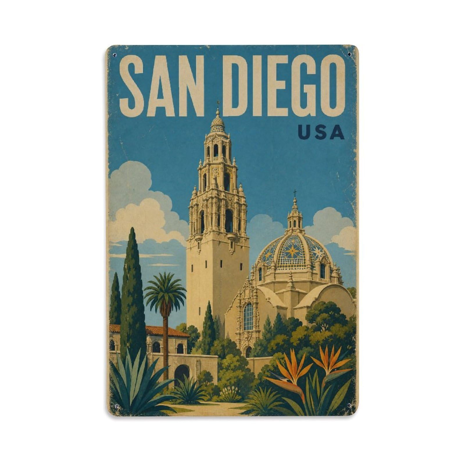 Travel Vintage USA San Diego Metal Tin Sign