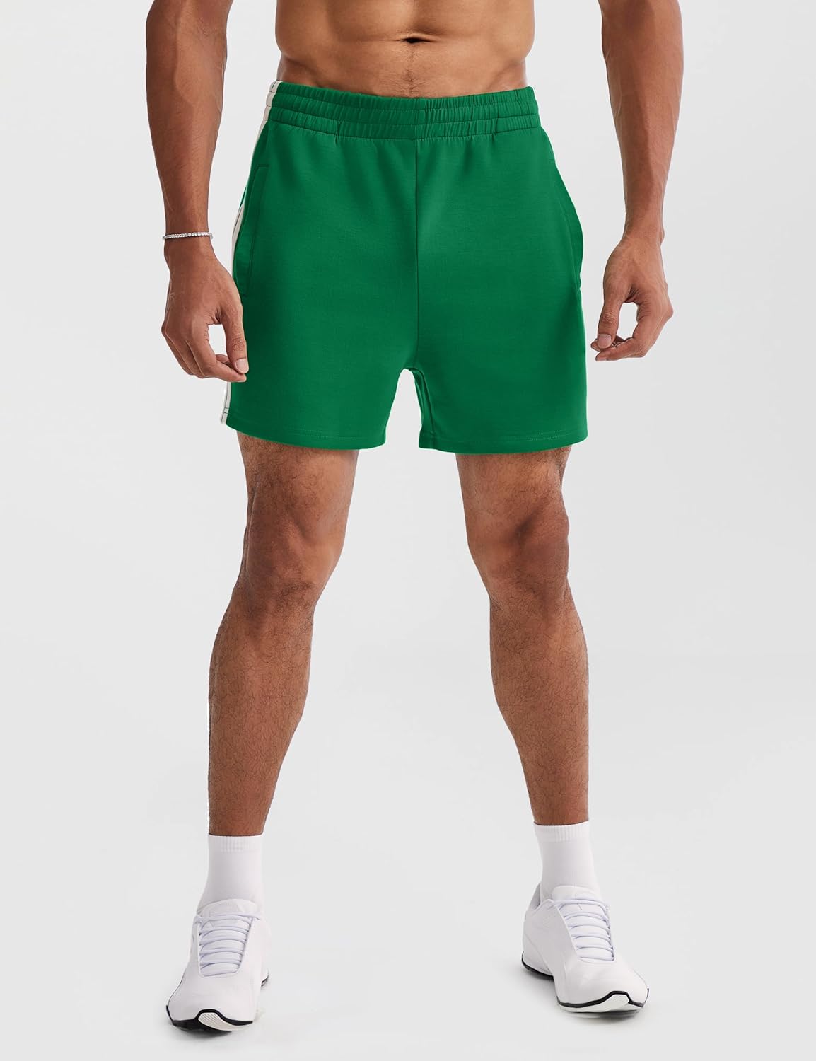 Ouber Men’s 4’’ Bodybuilding Shorts – Retro Striped Gym Shorts for Training & Workout - Image 2