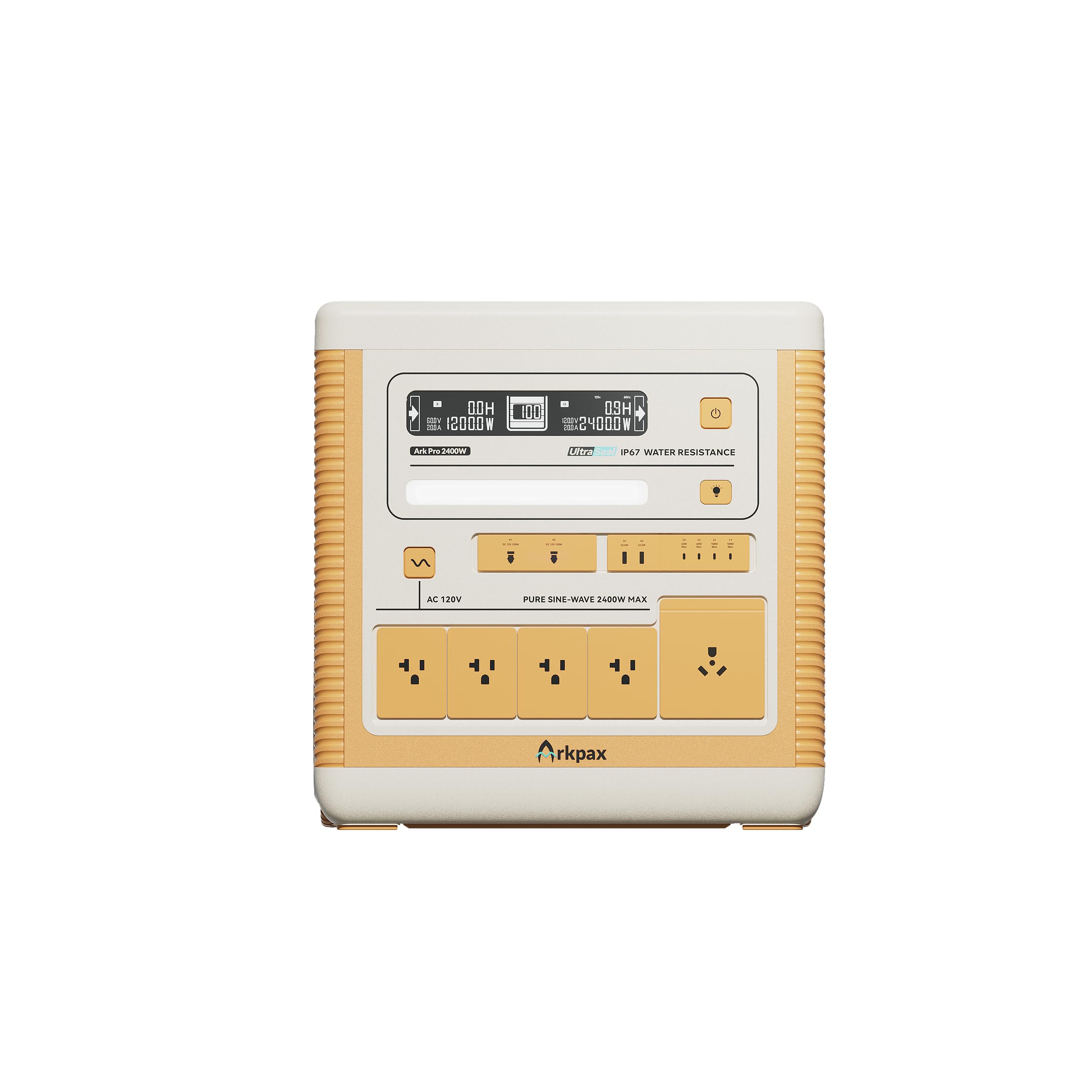 Station électrique portable Arkpax Ark PRO, capacité 2304Wh, batterie LFP 2300Wh, entrée solaire 1200W, recharge rapide. Quelques défauts dans l'emballage, produit non utilisé (reconditionné)