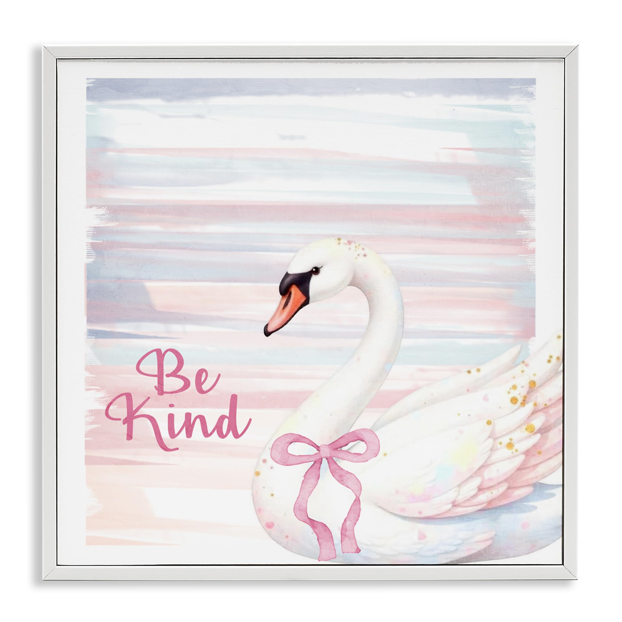 Stupell Industries Be Kind Pastel Swan Gray Framed Giclee Art, design by Kim Allen, 12 x 12