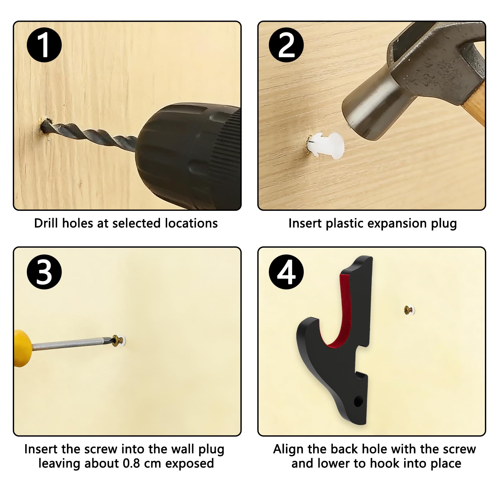 ZRUEWOT Set di 2 Gancio per Spada Supporto per Spada Samurai Supporto per Katana Supporto per Spada Da Parete Stand per Spada Spada Stand Supporto per Katane Spade Spade Laser e Altro Contenere Spada - 4