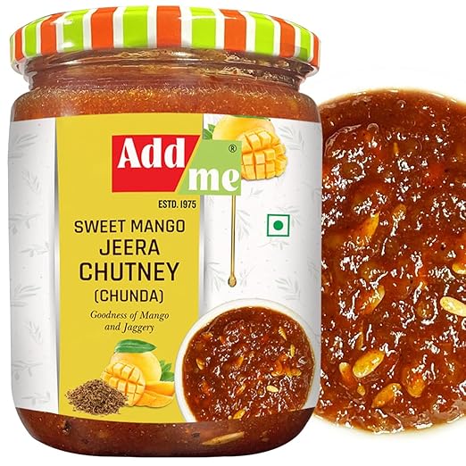 Chunda Pickle Sweet Mango Chutney with jeera 600g chundo khatta meetha Pickles Without Oil Mango jam/Preserve in Spices Ready to eat Indian dip and Spread