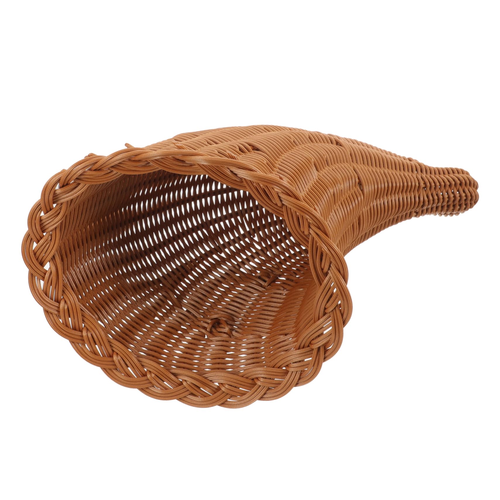 GALPADA Cesta Cornucopia Tejida Multiusos De PP Caramelizada 18.5x3.5x28 Cm para Almacenamiento y Decoración del Hogar