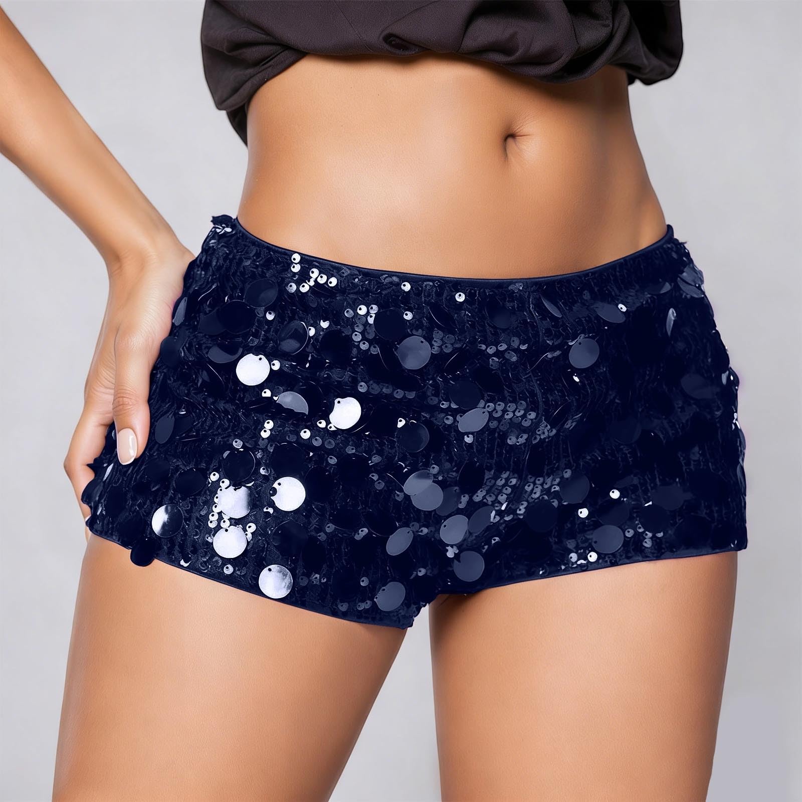 Elegante Festival-Minishorts für lässige Partys – Shorts mit glitzernden Pailletten und verspielter, tiefer Passform