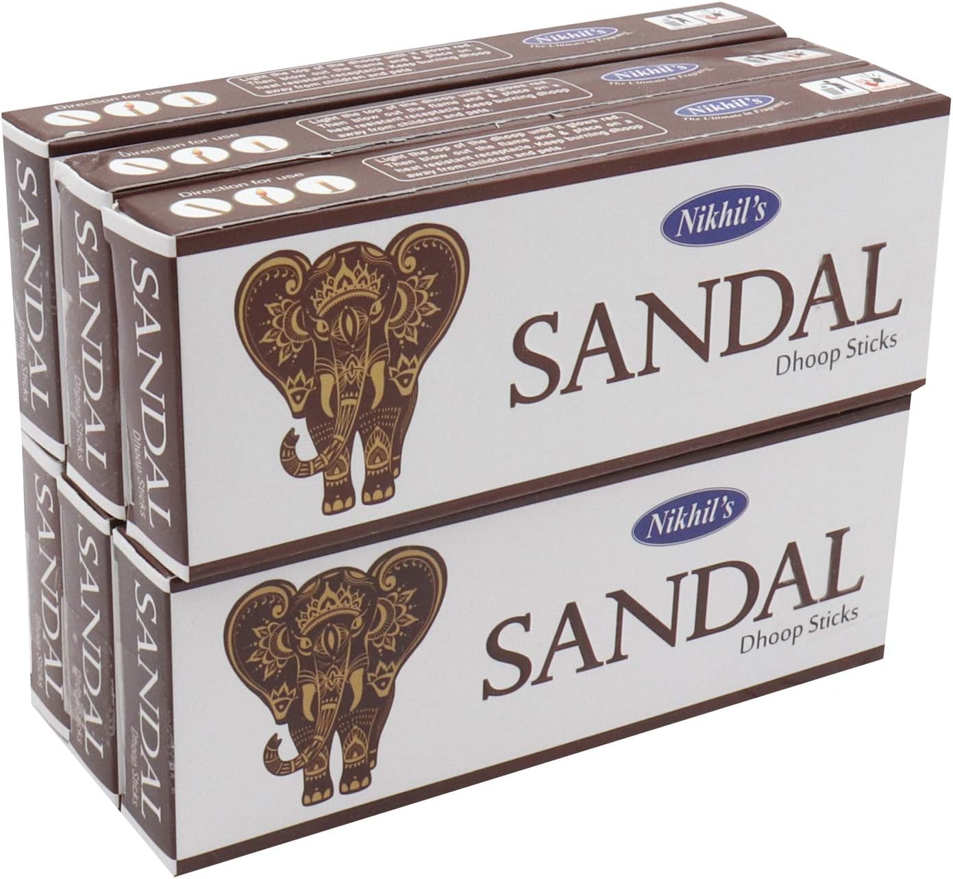 Sandal Dhoop Sticks - Pack of 6 (Each Contains 20 Dhoop Stick, Total 120 Dhoop Stick and 6 Holder)