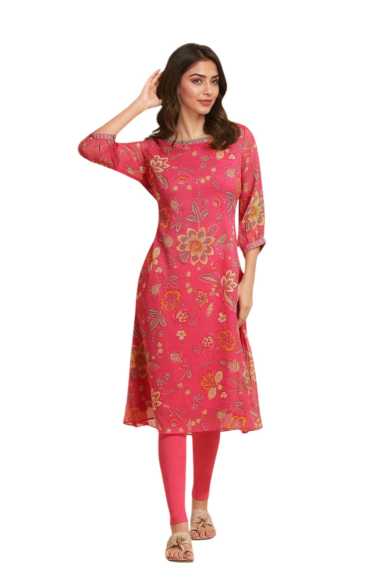 w for woman Women's Chiffon Relaxed Fit Casual Kurta-picture-35