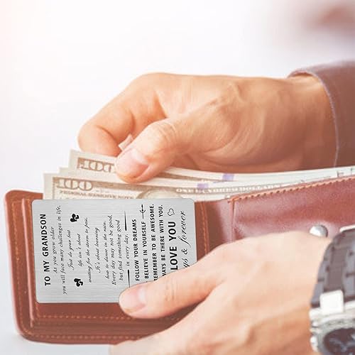 Miniatura 5 de CPLJW Tarjeta de regalo de cumpleaños para nieto  Never Forget I Love You  Tarjeta de felicitación de cumpleaños para nieto, regalo de abuela y