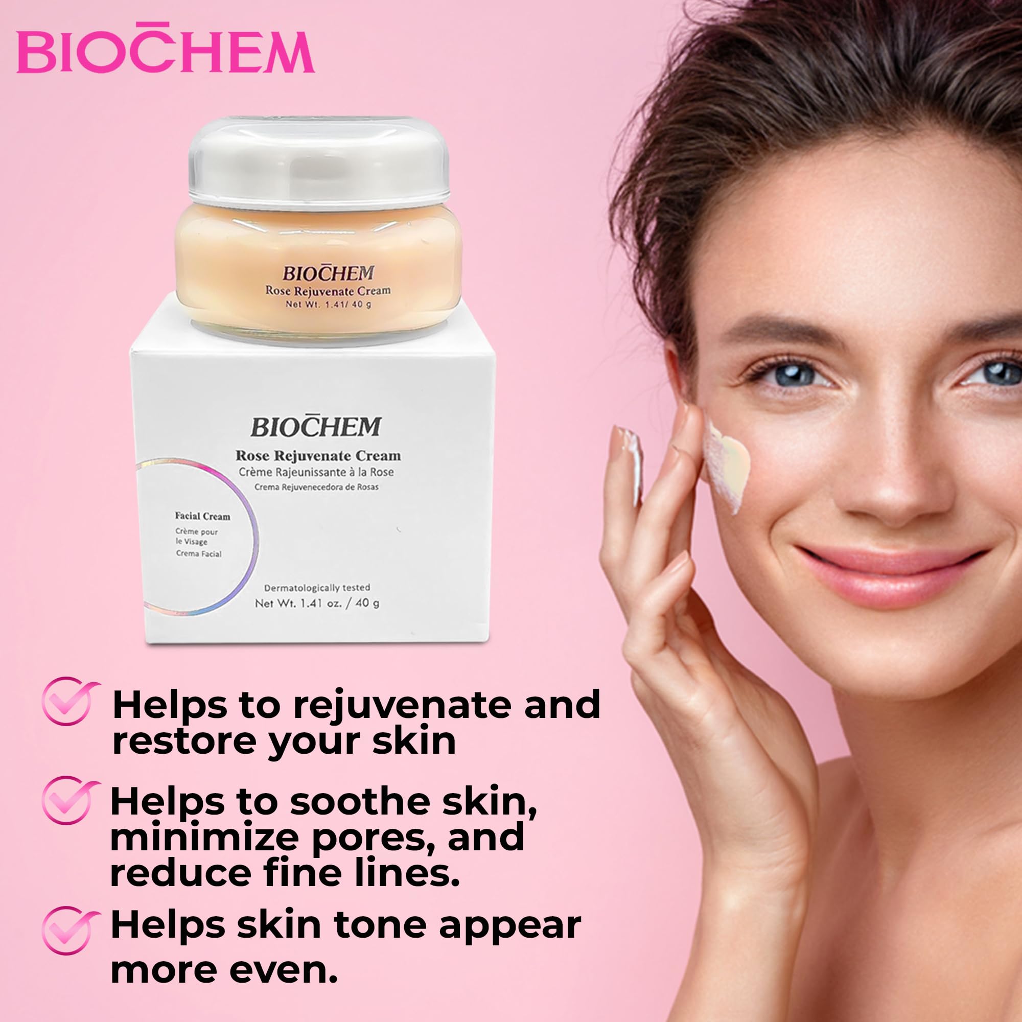 Amazon.com: BIOCHEM Rose Rejuvenate Cream - 1.41 oz / 40 g