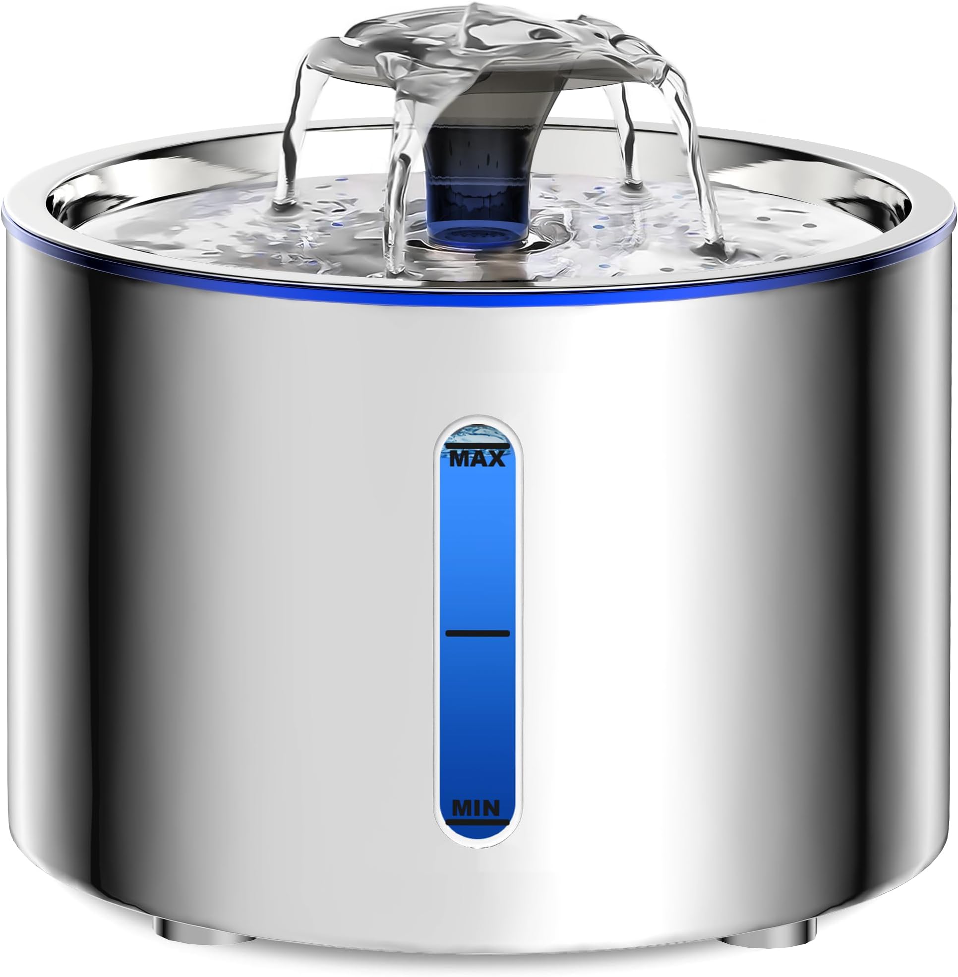 Pet Dog Cat Water Drinking Fountain Waterfall Bowl 84oz/2.5L,Automatic Stainless Steel Cats Fountain Water Dispenser Dogs, with Recirculating Quiet Pump