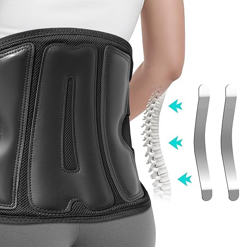 Miniatura 6 de Soporte de espalda para aliviar el dolor de espalda baja, cinturón de apoyo lumbar ajustable para hombres y mujeres, diseño de malla transpirable