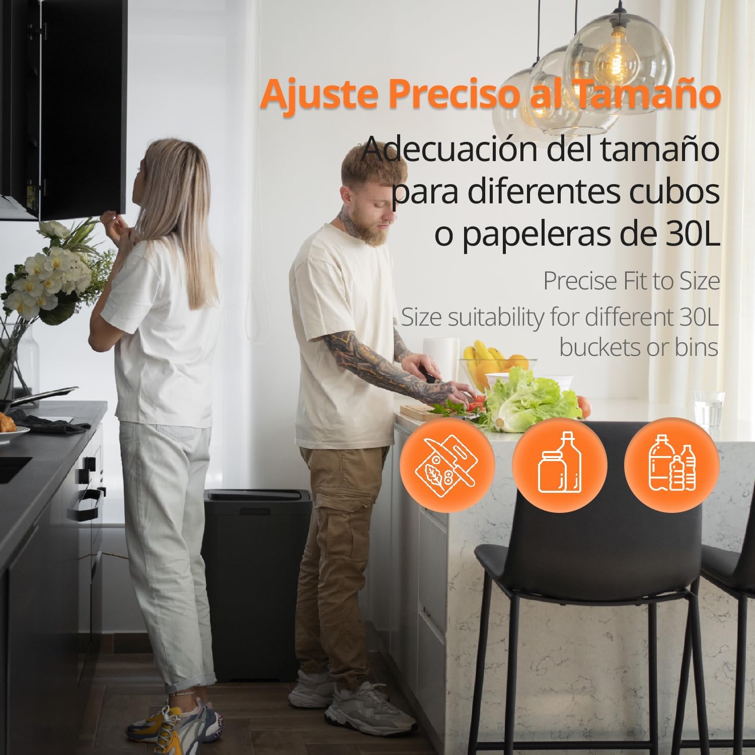 Trash Bags, Trash Bags, 30L, Durable, Suitable for 30L Trash Bins, Leakproof, Easy Self-Closing Bags, Suitable for All Types of Waste, 55 x 60 cm – Ophituria (45 Bags, 30L)