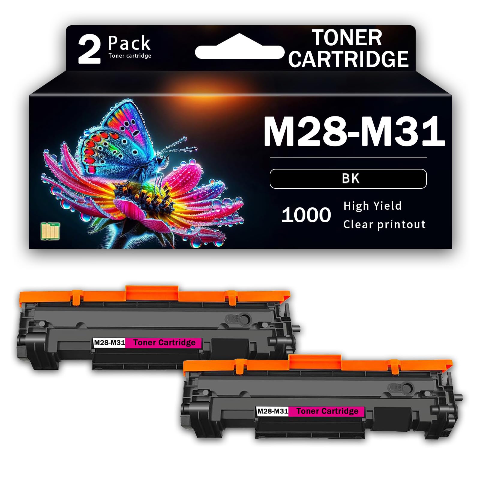 Cartucho de tóner M28-M31 (con Chip), Cartucho de Tinta Negra Compatible con impresoras HP LaserJet Pro M15w, M15a, MFP, M28w, MFP, M28a, MFP y M31w para Bancos y escuelas,Black-2PCS
