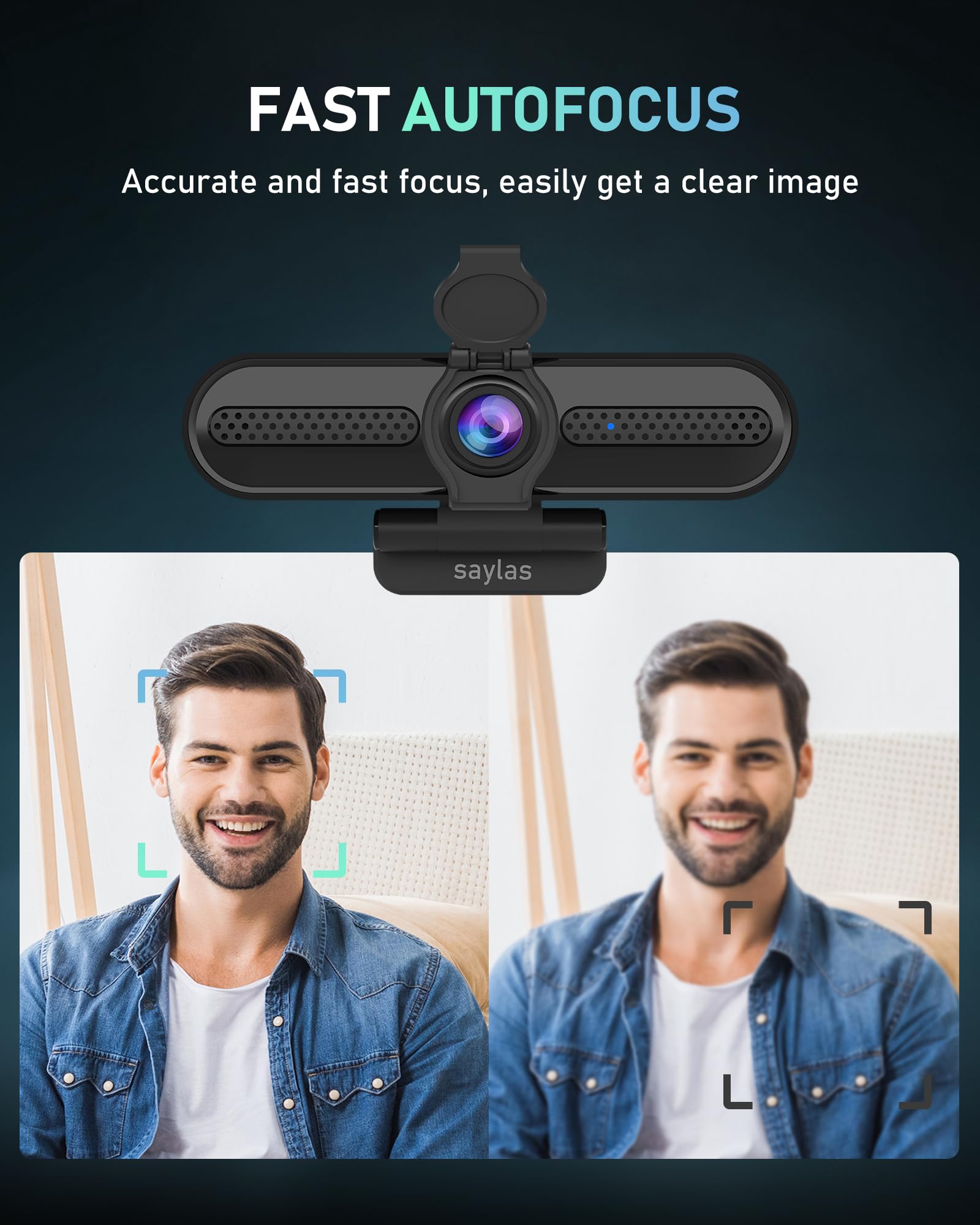 Cámara web 2K, cámara de transmisión FHD con 2K/30fps, 1080P/60fps, enfoque automático, micrófonos duales con cancelación de ruido, cubierta de privacidad y trípode, para