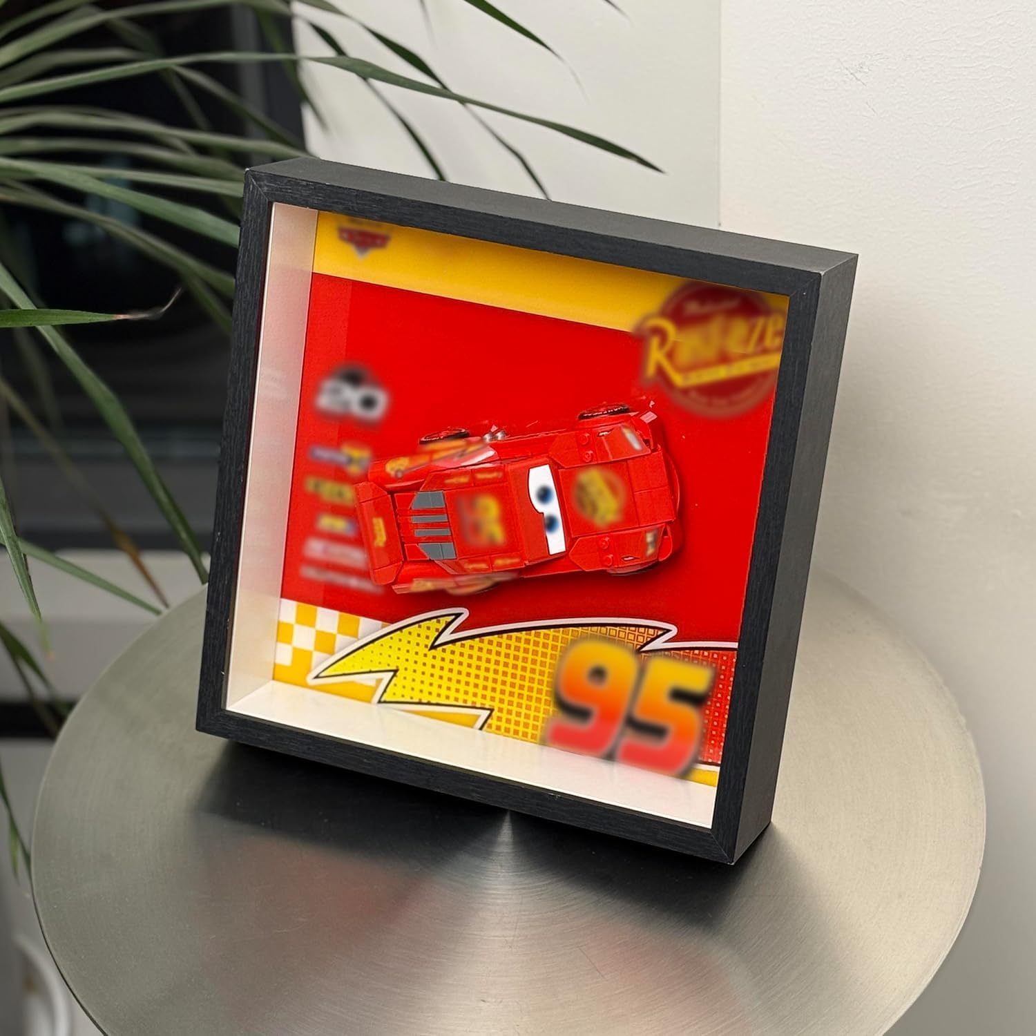 iLuane Display Wallboard for LEGO Speed Champions Lightning McQueen Toy - Disney Pixar Cars Building Blocks 77255, Adult Collectibles Wall Mount, Room or Office Decor(No Car Included)