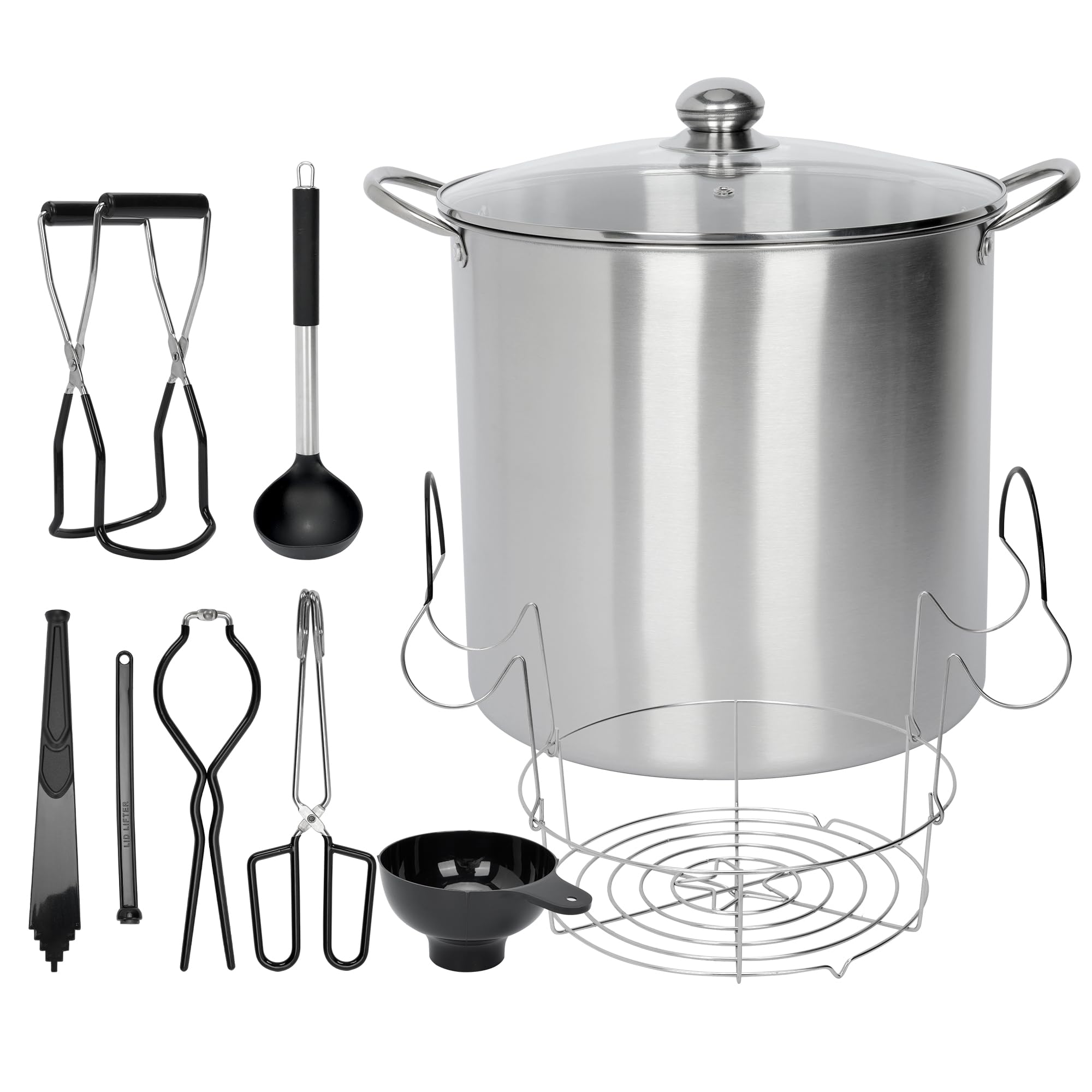Yeshine 21.5 Quart Canning Pot with Rack and Lid, Large Water Bath Canner Pot Set with Full Canning Tools Set, Stainless Steel Canner Supplies Starter Kit for Beginners for Home, Kitchen (Black)