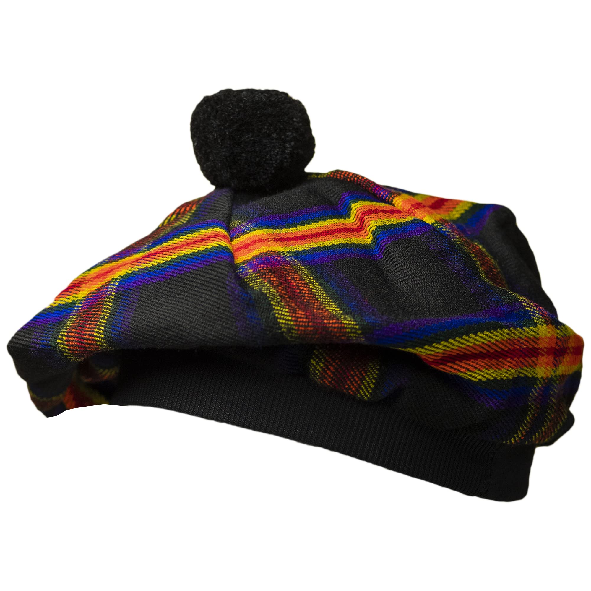 Scottish Tam O’ Shanter Hat Tartan Bonnet Pom Pom Wool Flat Cap One Size