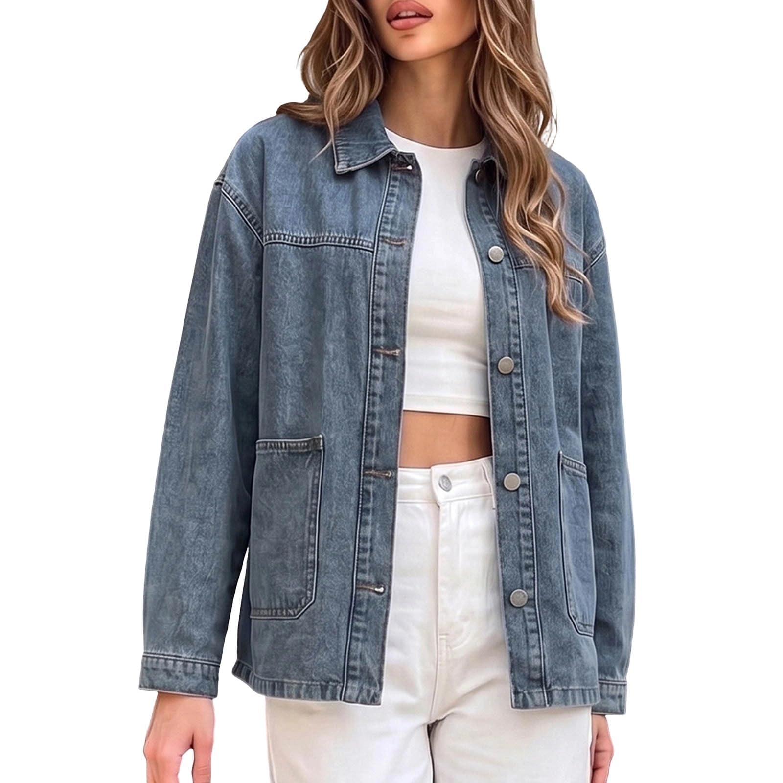 Generisch Jeansjacke Damen Elegant Kurz Jacke Damen Jeans Mit Knöpfen