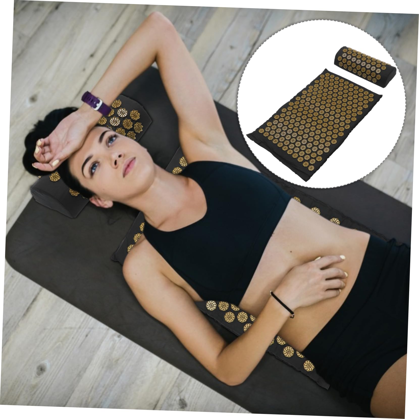 Esterilla de Acupresion y Almohada de Masaje Práctica, Juego de 2 Piezas con Bolsa, Lavable, para Relajación Corporal y Acupuntura