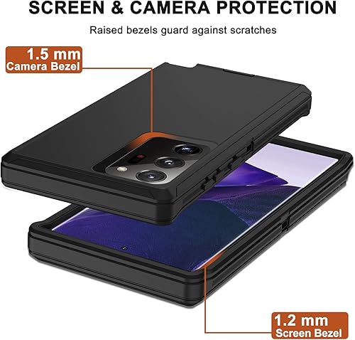 Miniatura 5 de Funda para Galaxy Note 20 Ultra con funda de clip para cinturón, 2 protectores de pantalla, grado militar, cuerpo completo, resistente, a prueba de