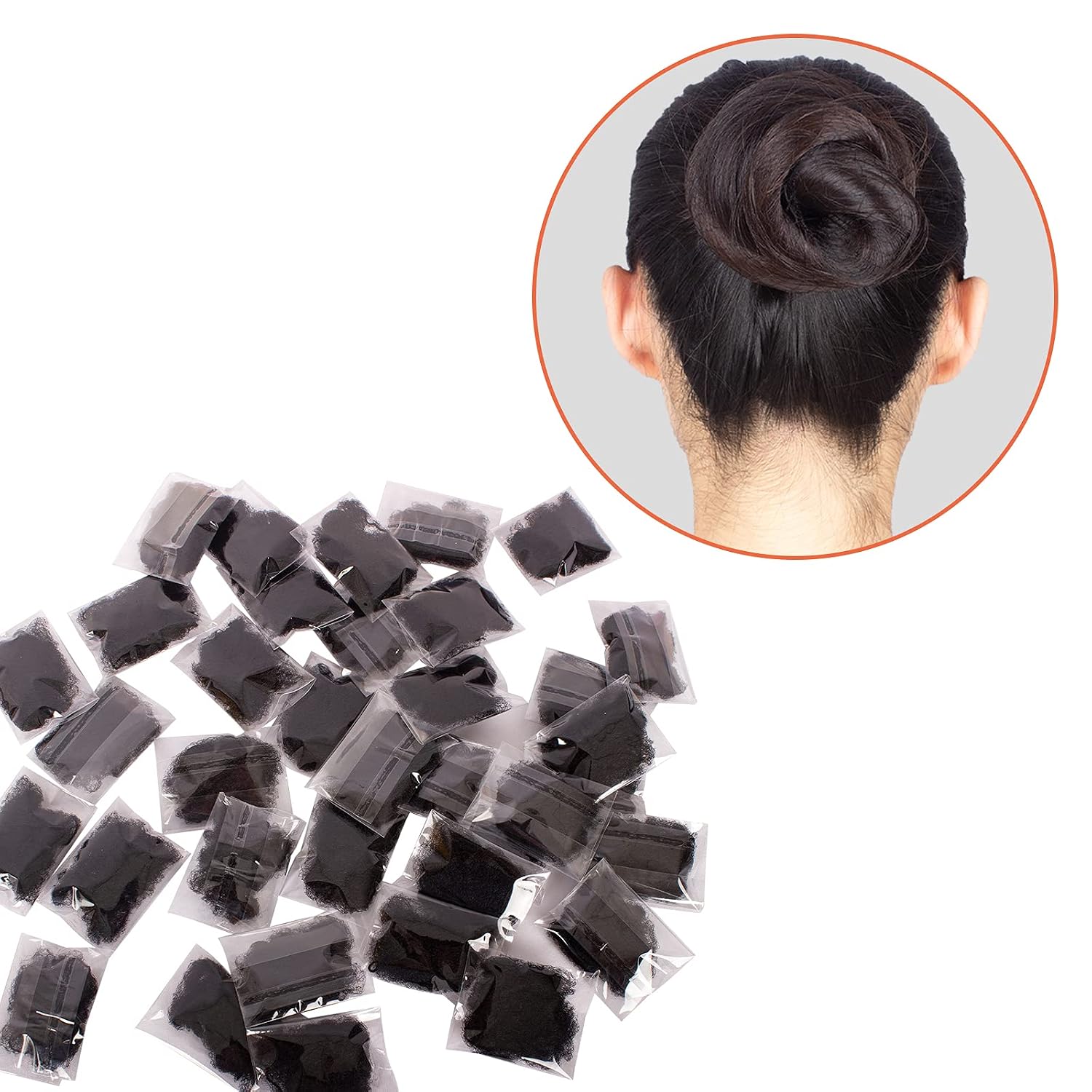 WeKen Pack of 20pcs Hair Nets Invisible Elastic Edge Mesh 50cm 20" Black image 2