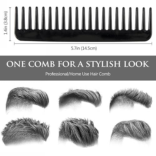 Miniatura 4 de Paquete de 3 herramientas para cola de cabello, peine de dientes anchos para cabello rizado, largo y grueso, color negro