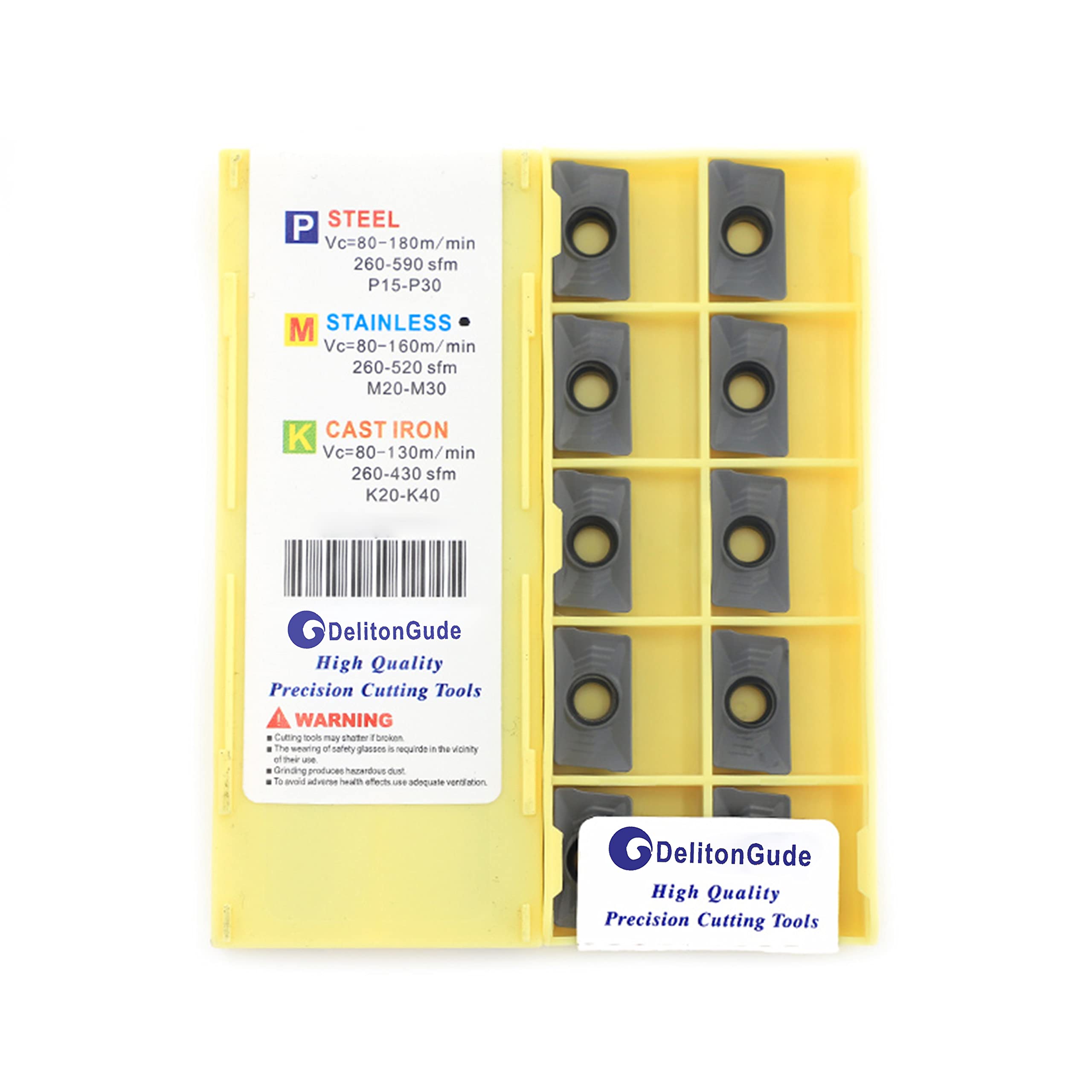 DelitonGude 10pcs APKT160408 CNC Lathe Indexable Solid Carbide Milling Turning Insert for The Finishing of Steel and Other Metal (APKT160408-HM LF6018)