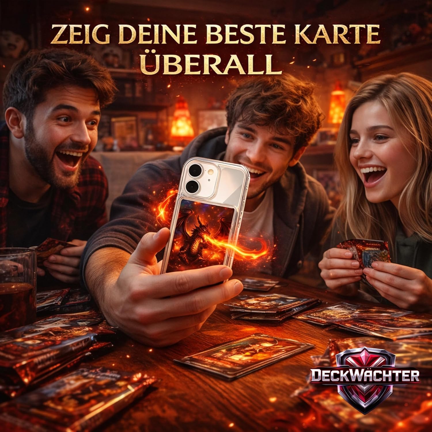 Funda para teléfono móvil con pantalla de tarjetas coleccionables: compatible con iPhone, Crystal Clear, funda para tarjetas TCG, protege y presenta tu tarjeta favorita (funda para iPhone