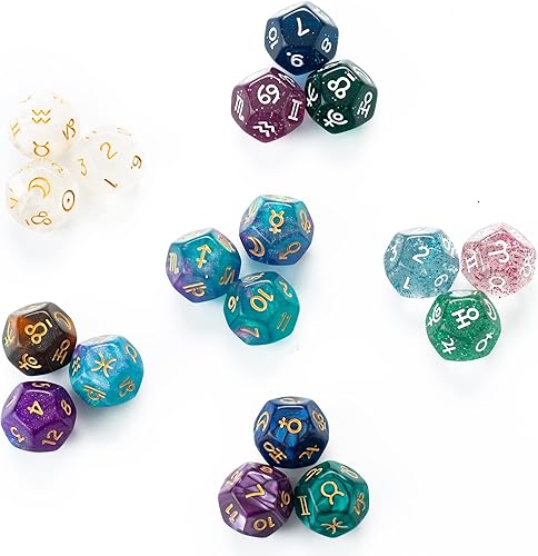 Miniatura 4 de SmartDealsPro 3 piezas de Astrología Astrología Astrología Adivinación Zodiaco D12 de 12 lados D12 para cartas de tarot de constelación (color 2)