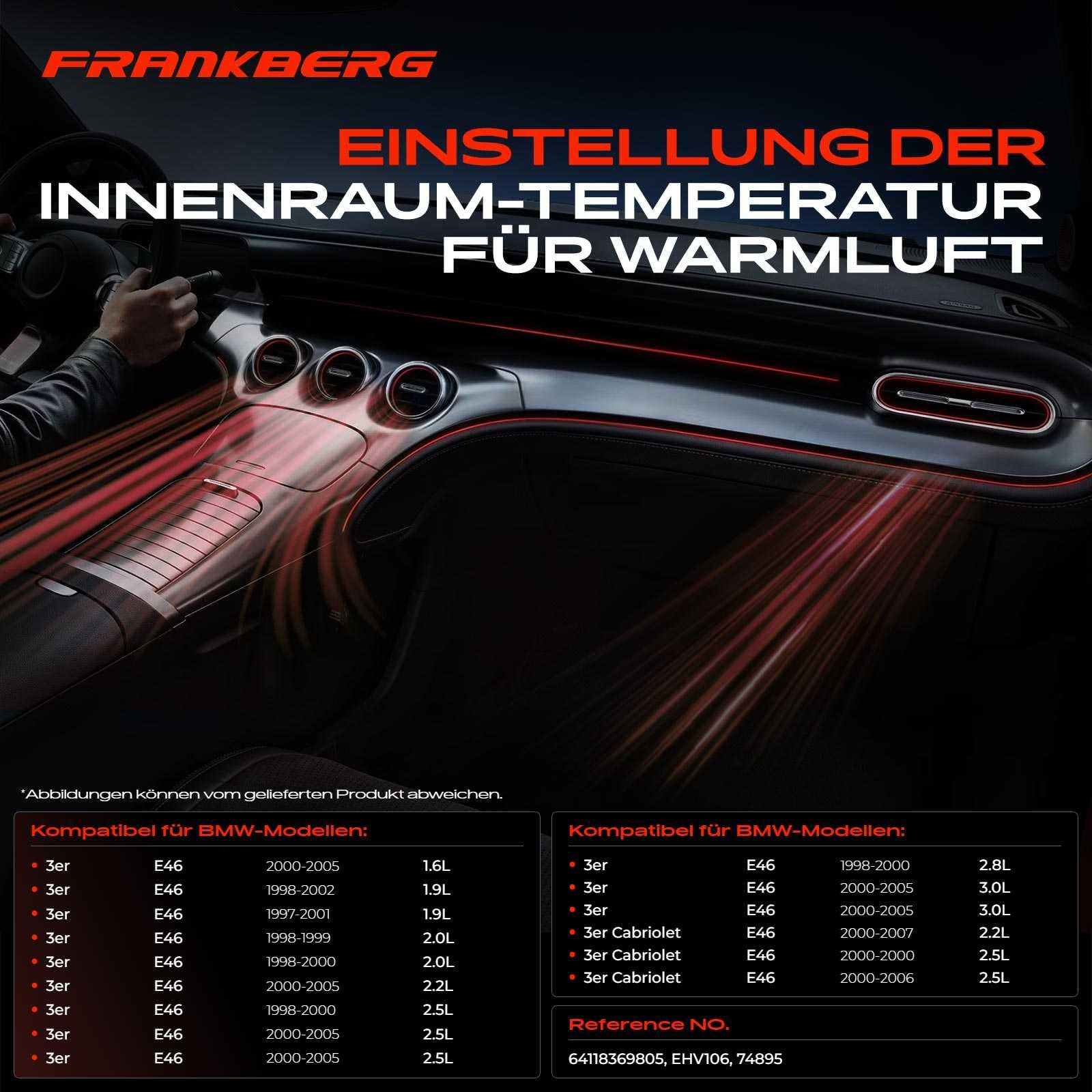 Frankberg Kühlmittelregelventil für 3er Cabriolet Coupe Touring E46 5er Touring E39 X3 E83 1.6L 1.9L 2.0L 2.2L 2.5L 2.8L 2.9L 3.0L 1998-2007 64118369805