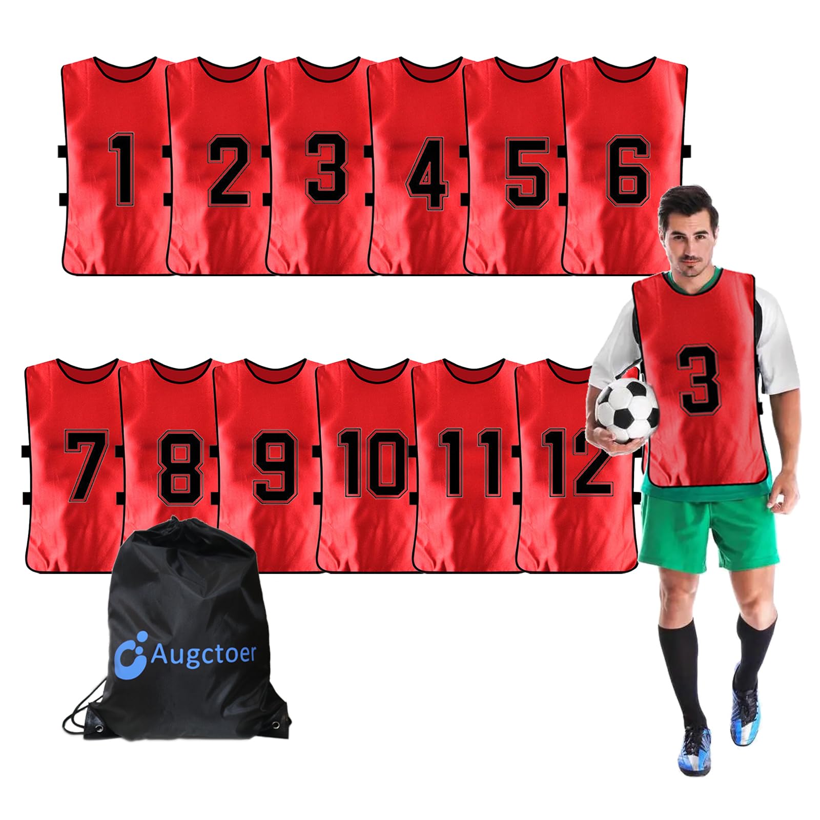 Augctoer Scrimmage Vest Sports Pinnies,Practice Vests,Team Practice Jerseys, Training Pennies for Sports Youth Adult