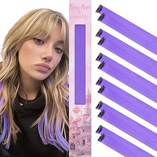 WENNALIFE - 12 mechones de pelo con clip para niños, color morado claro, extensiones de pelo para trenzar, para niñas, recto, para fiestas, accesorios
