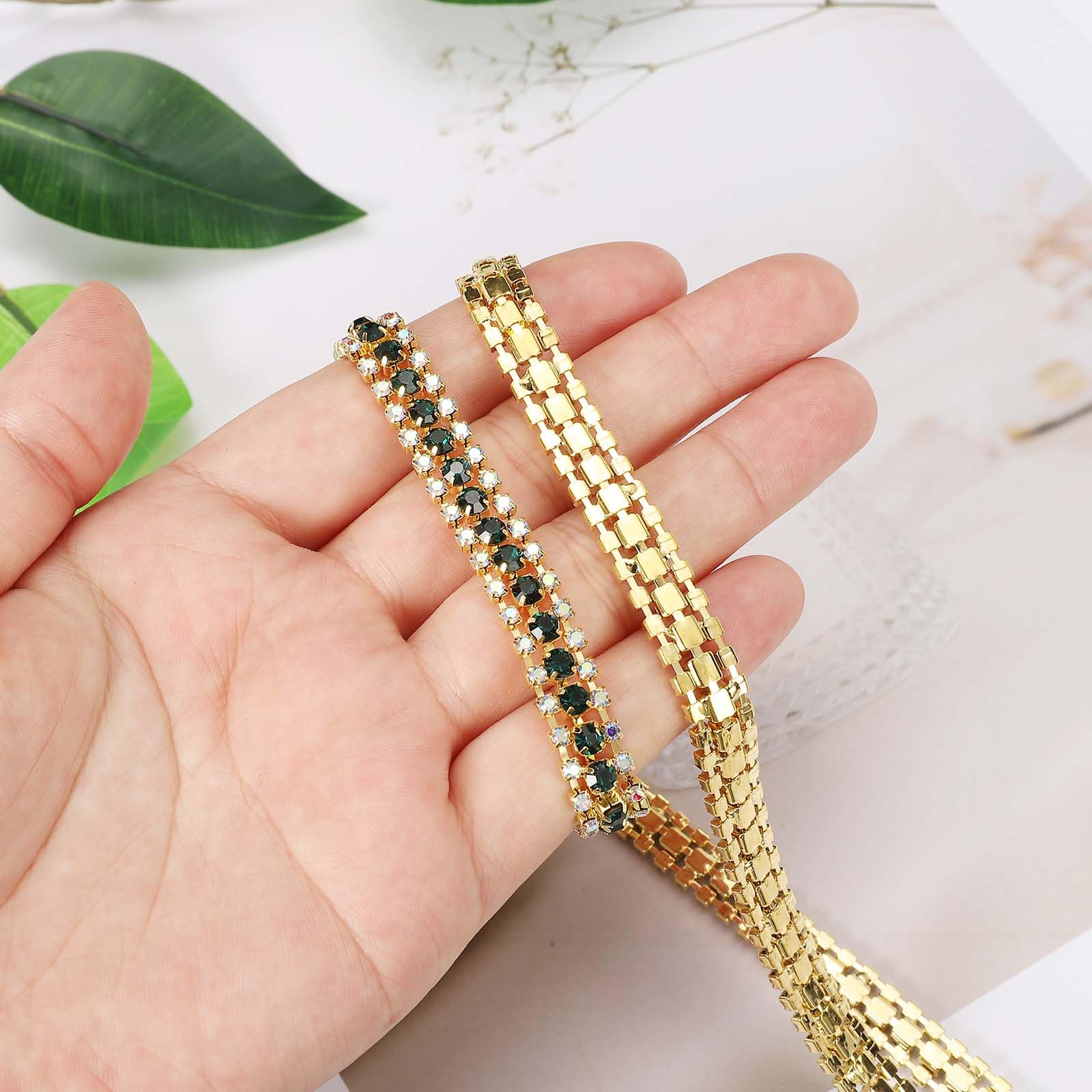 PATIKIL 1 Yard 3 Rows Crystal Rhinestone Close Chain Trim - Image 3
