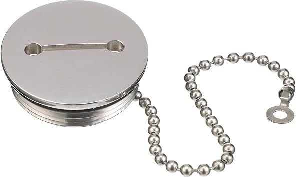 Attwood Replacement Stainless Steel 2 Deck Fill Cap with Chain - Boat Replacement Stainless Steel 2 Deck Fill Cap 66061-3 with Chain - Boat, Silver