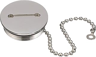Attwood Replacement Stainless Steel 2" Deck Fill Cap with Chain - Boat Replacement Stainless Steel 2" Deck Fill Cap 66061-3 with Chain - Boat, Silver