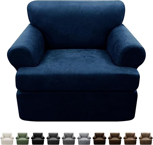 Miniatura 126 de Fundas para sillón con cojines en forma de T de 2 piezas, apariencia de cuero, funda para sofá, funda para silla, protector elástico para muebles,